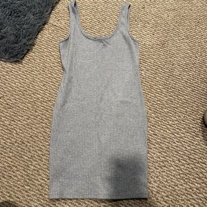 Fashion Nova Gray Ribbed Dress